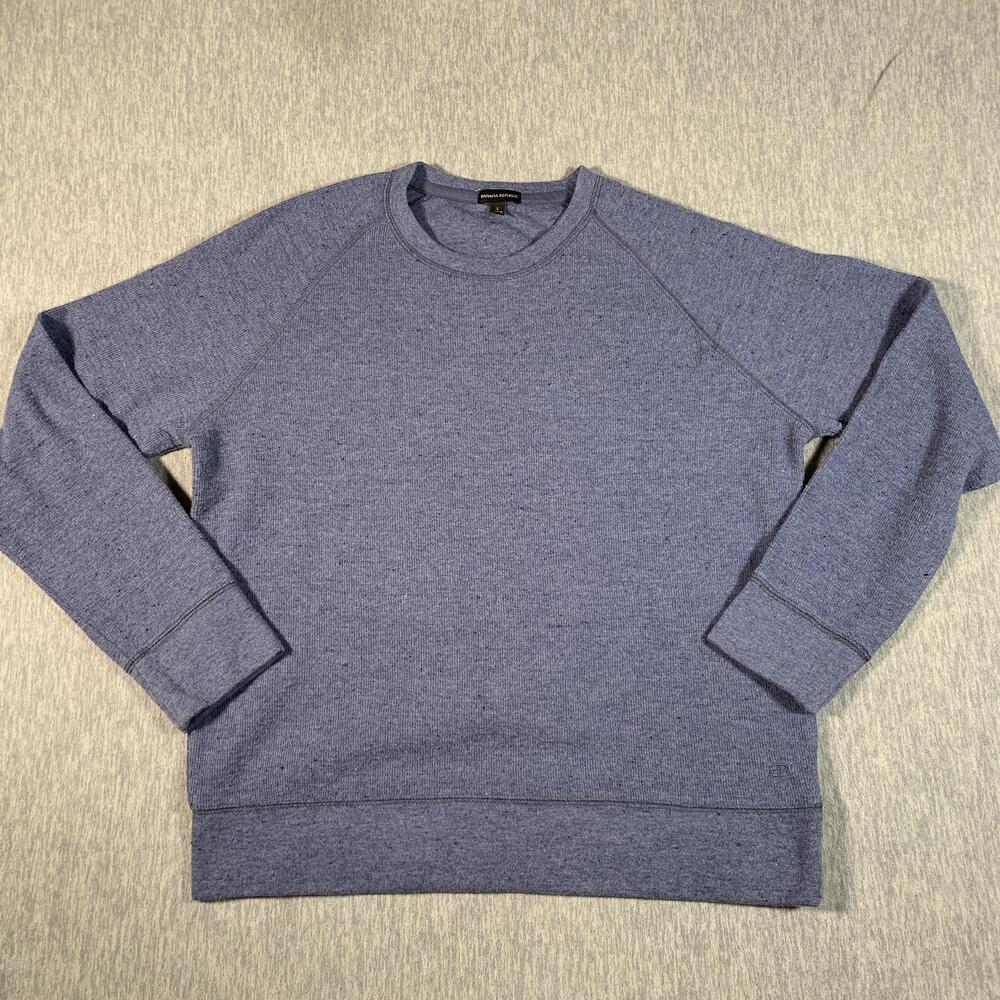 Banana Republic Sweatshirt Mens Large Blue Heather Crewneck Raglan Thermal Knit